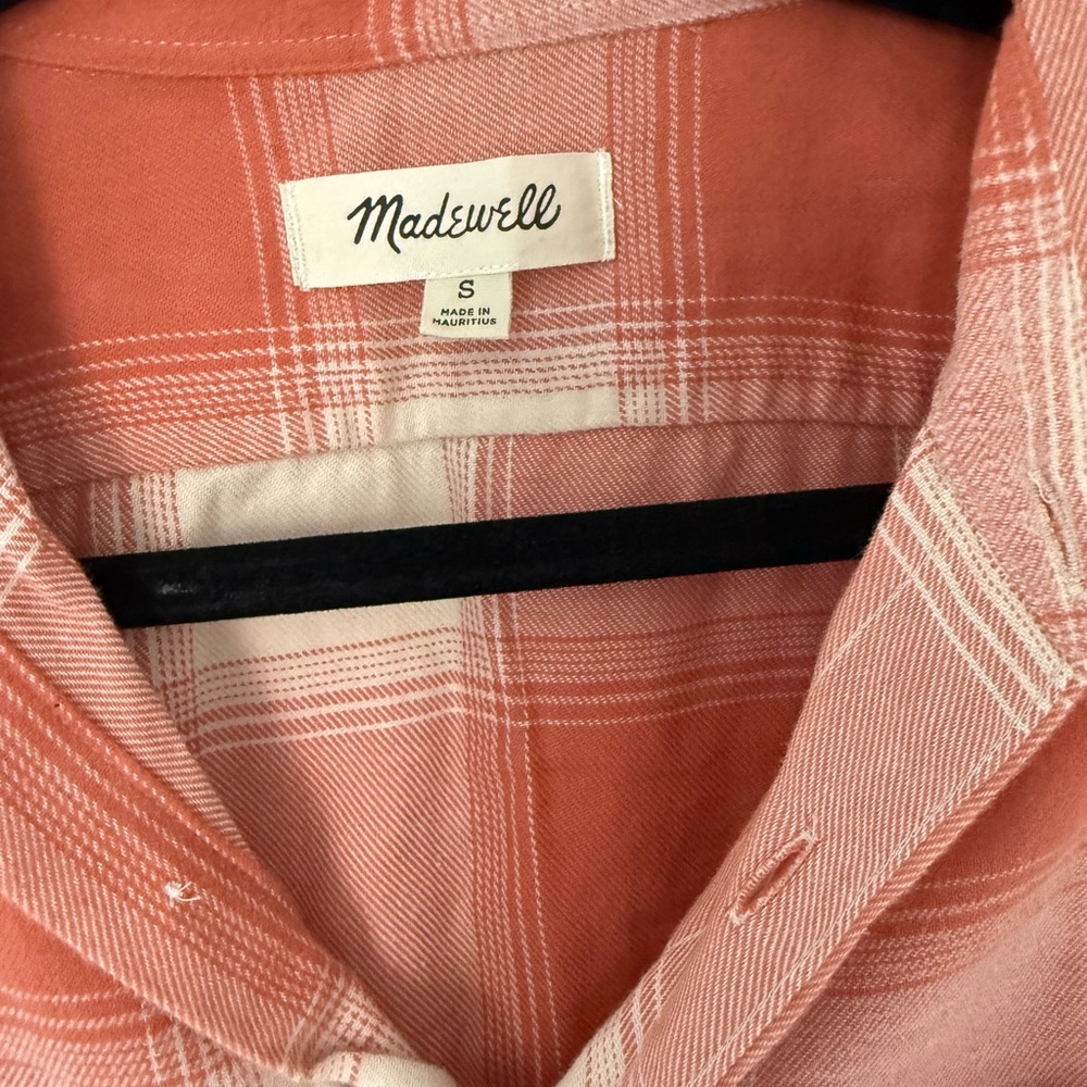 Madewell Coral Flannel Shirt – Size Small